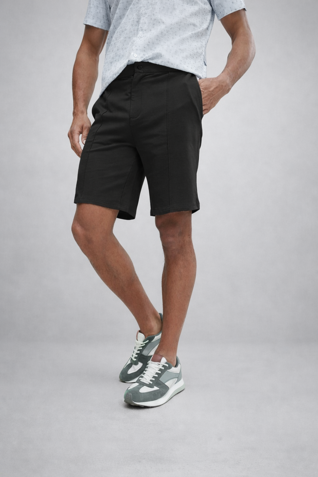 Black Fleece Knit Shorts