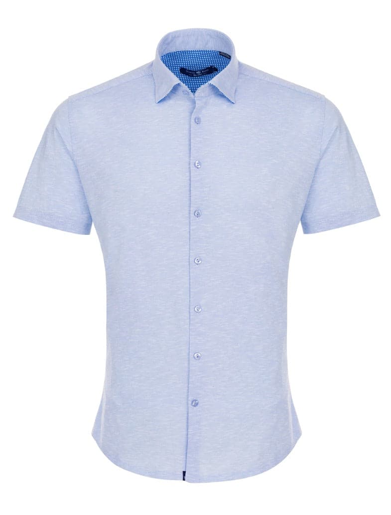 Baby Blue Flame Knit Short Sleeve Shirt