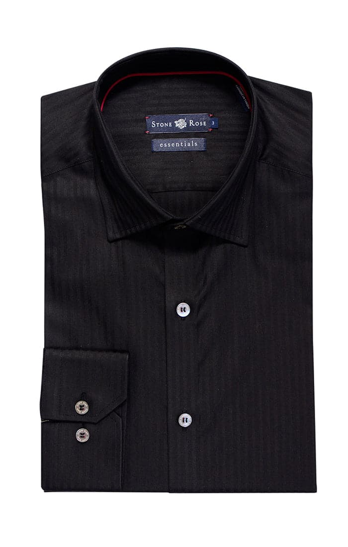 Tonal Stripe Button up Shirt in Black