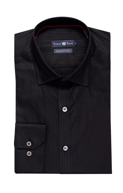 Tonal Stripe Button up Shirt in Black