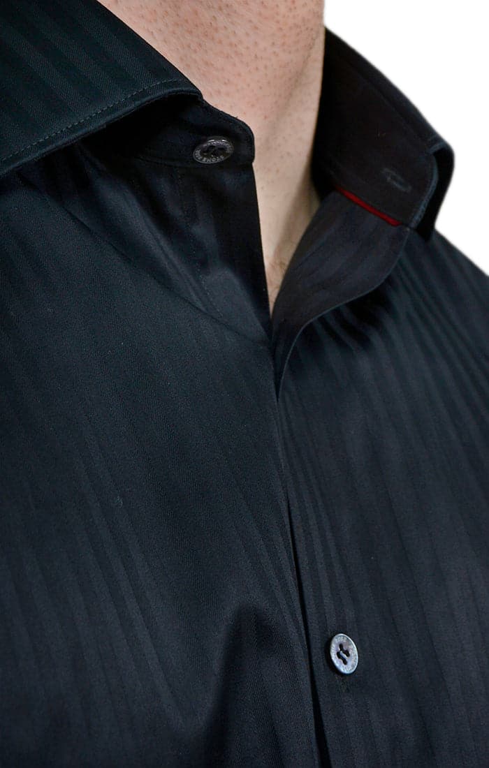 Tonal Stripe Button up Shirt in Black