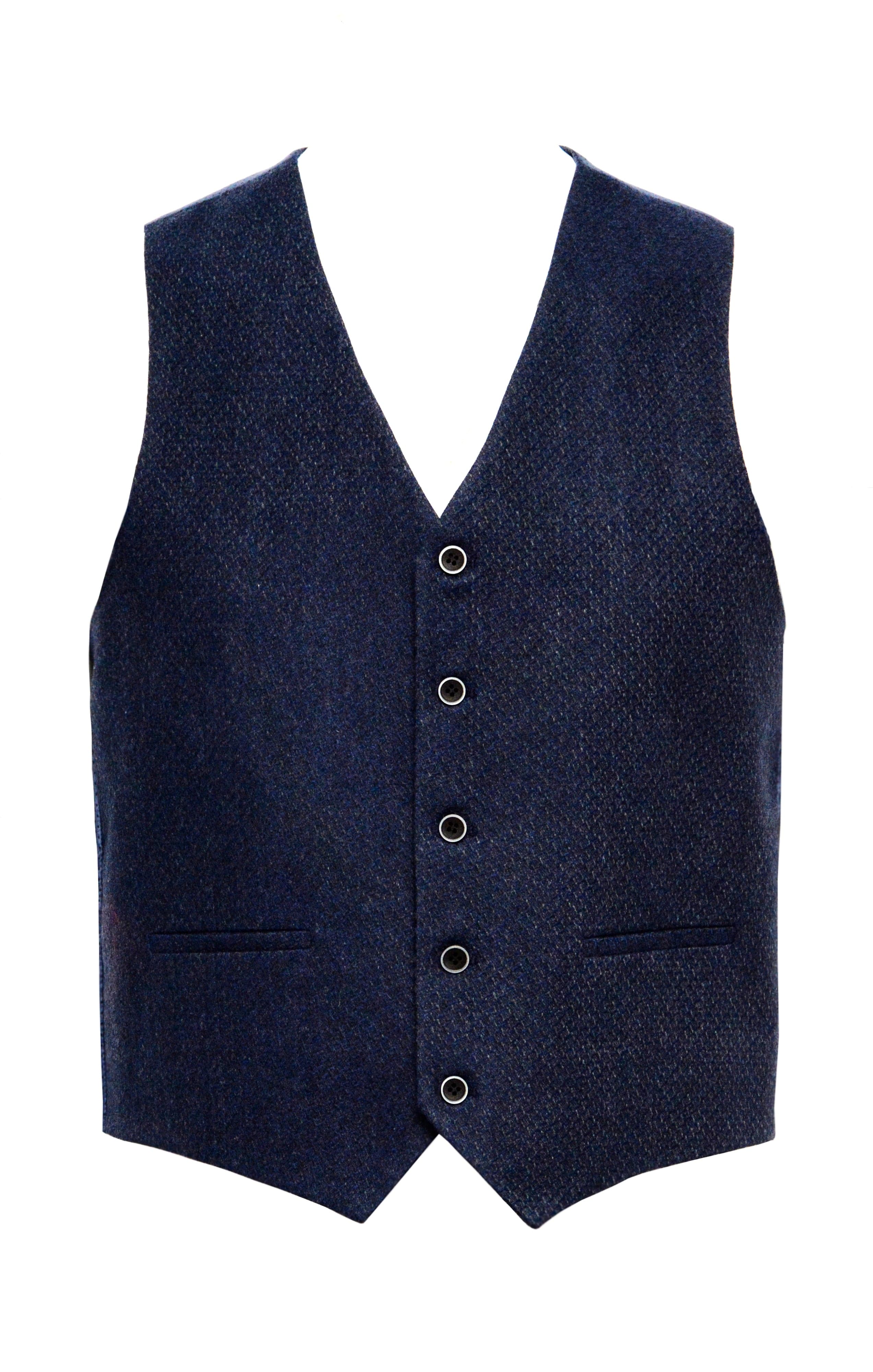 Navy Wool Texture Vest with navy lining-Stone Rose