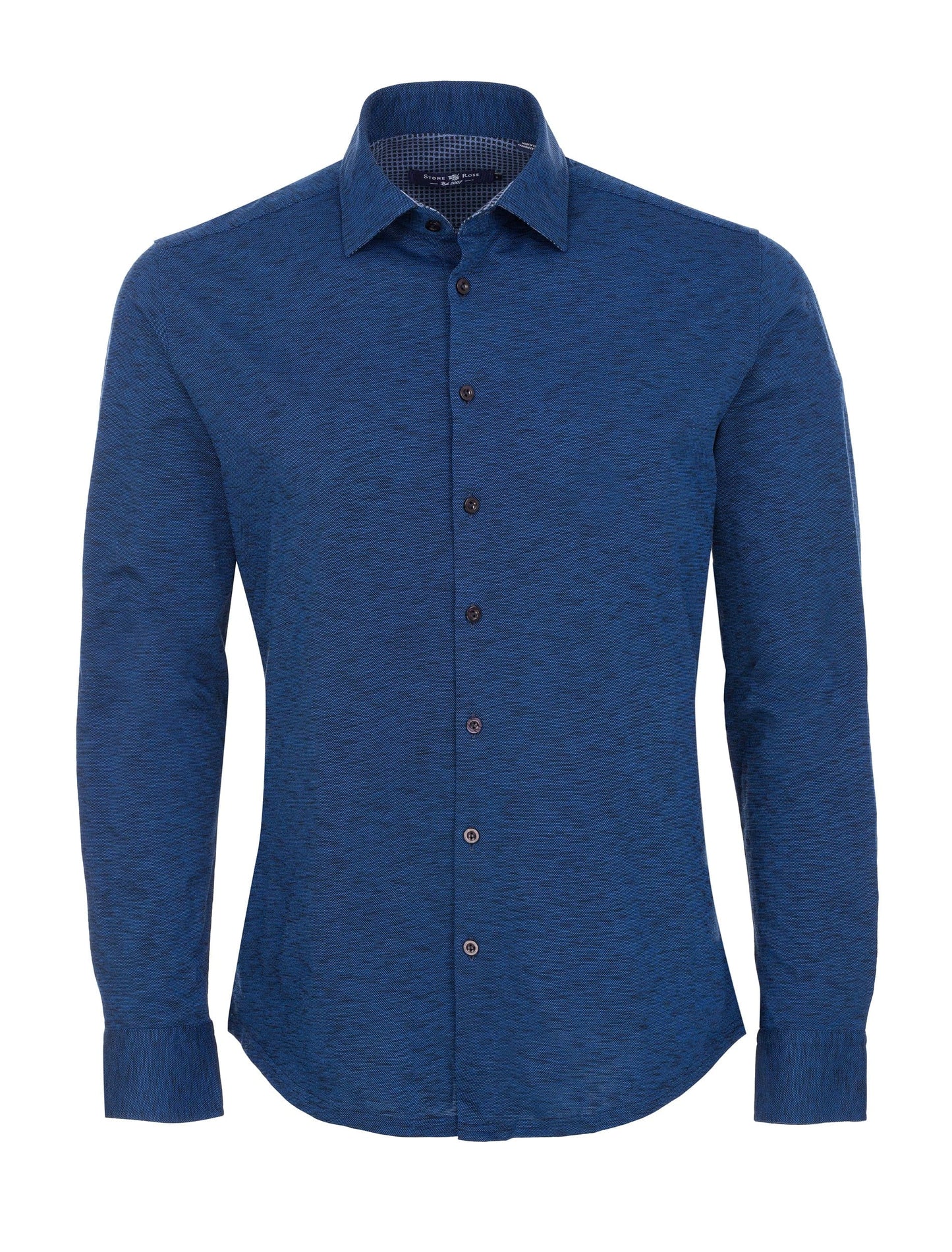 Navy Flame Knit Long Sleeve Shirt-Stone Rose