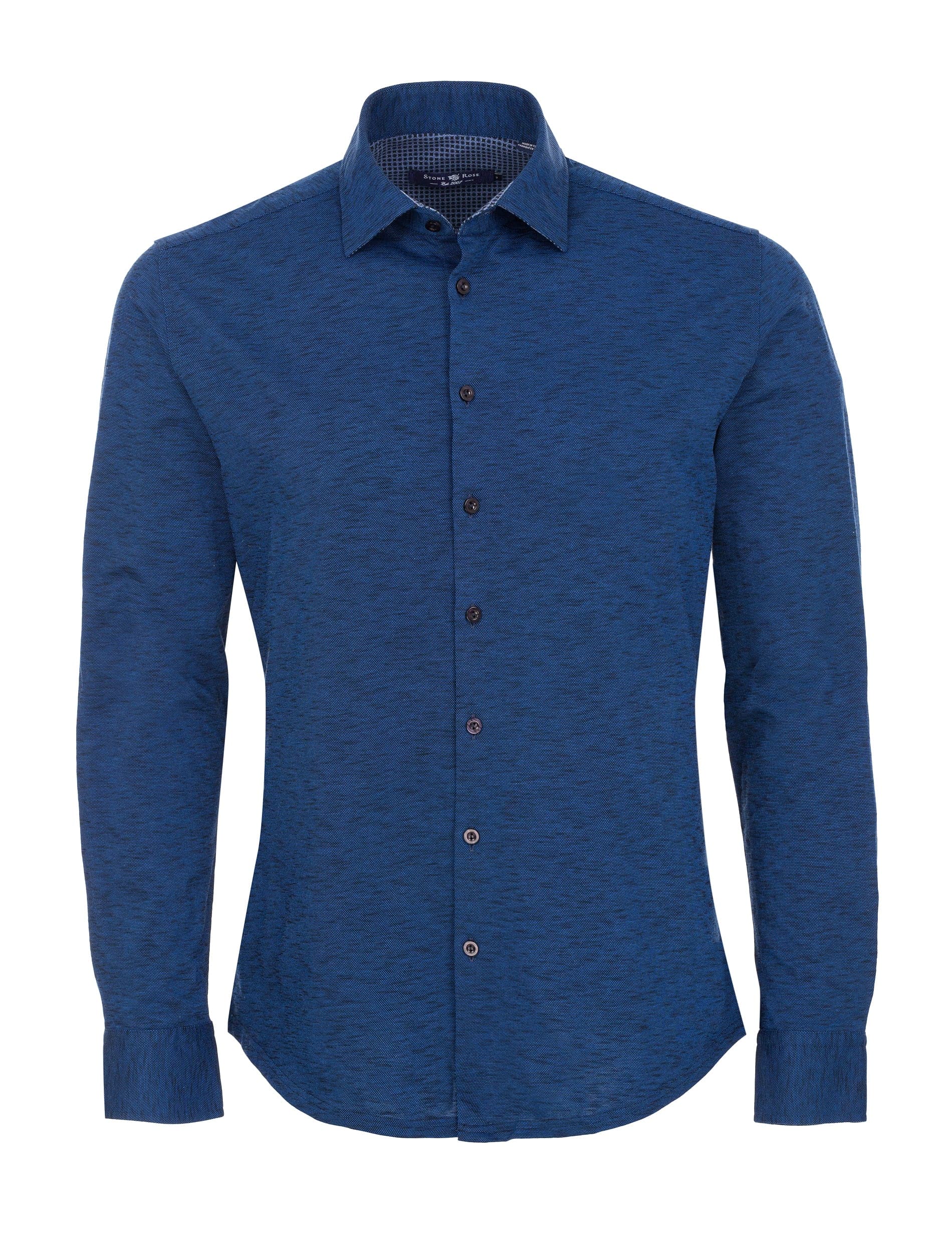 Navy Flame Knit Long Sleeve Shirt-Stone Rose