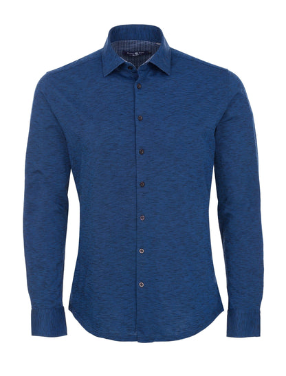 Navy Flame Knit Long Sleeve Shirt-Stone Rose
