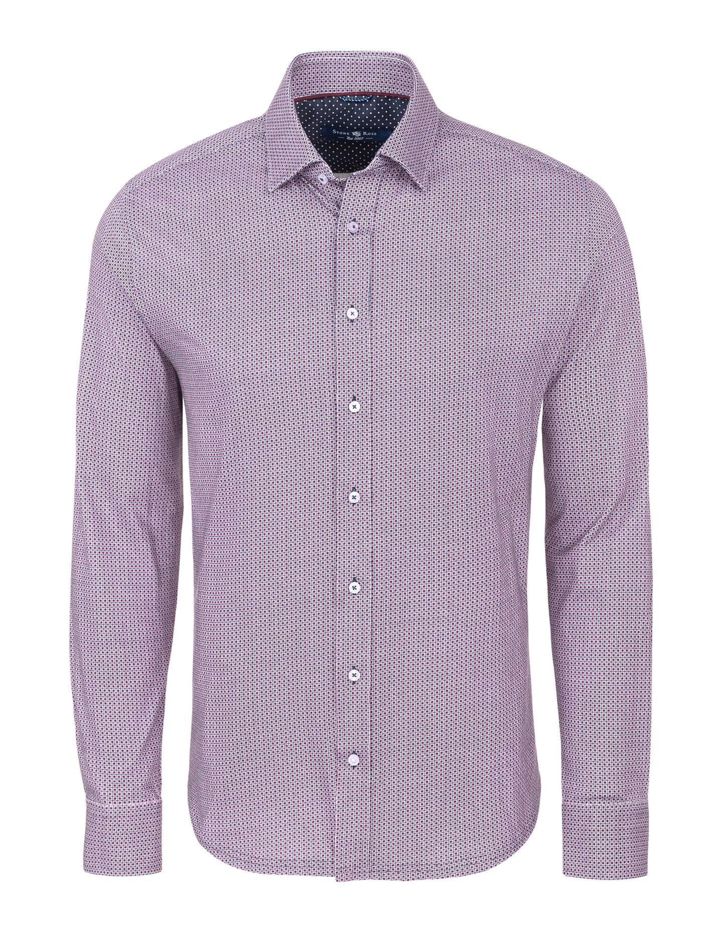 Pink Geometric Knit Long Sleeve Shirt-Stone Rose