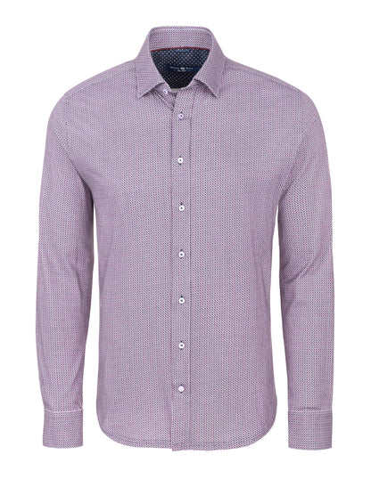 Pink Geometric Knit Long Sleeve Shirt-Stone Rose
