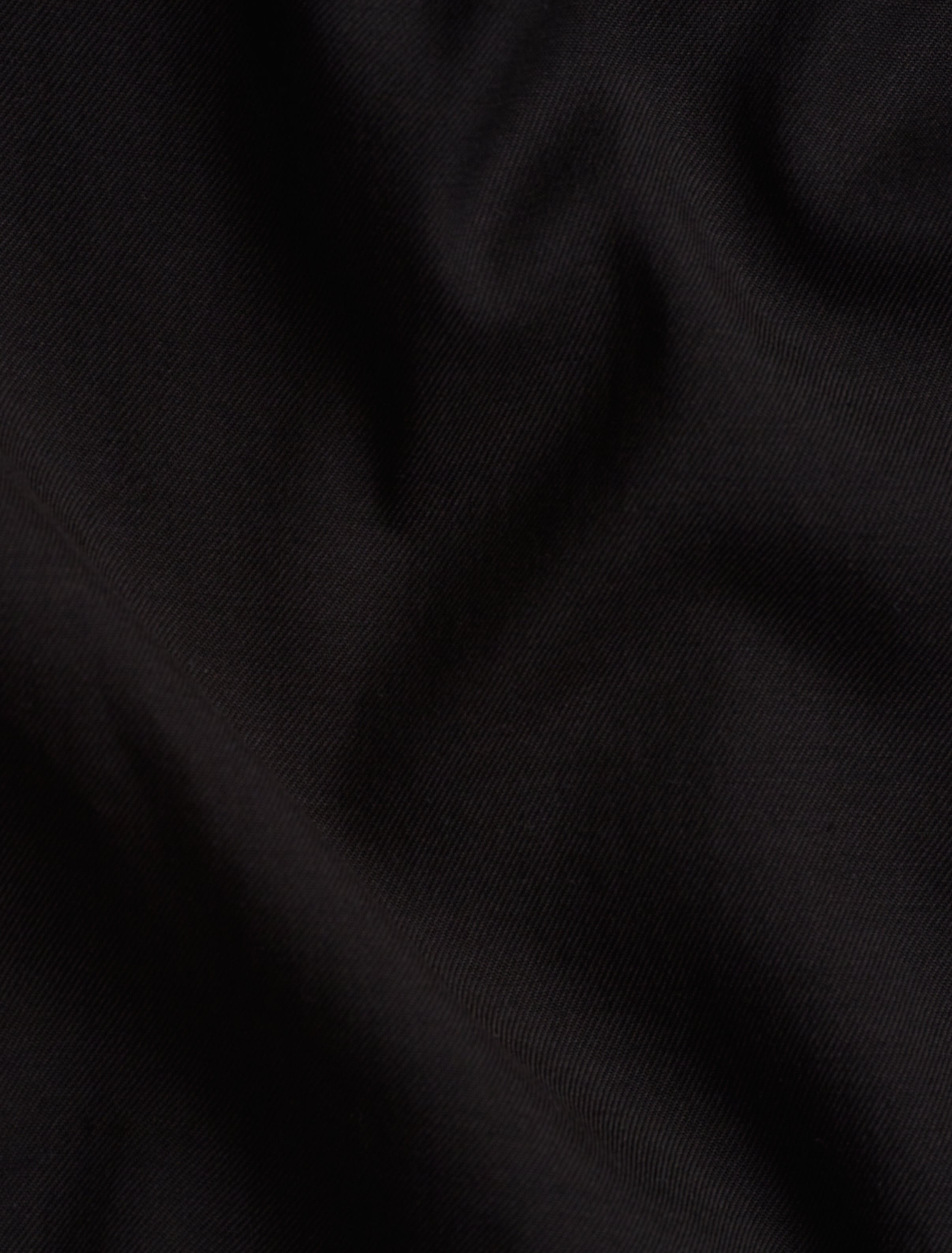 Black Solid Tencel Long Sleeve Shirt