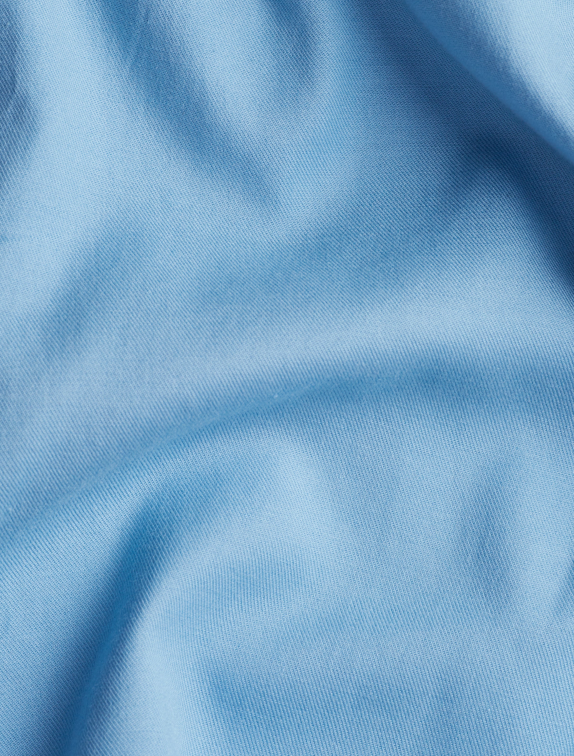 Blue Solid Tencel Long Sleeve Shirt