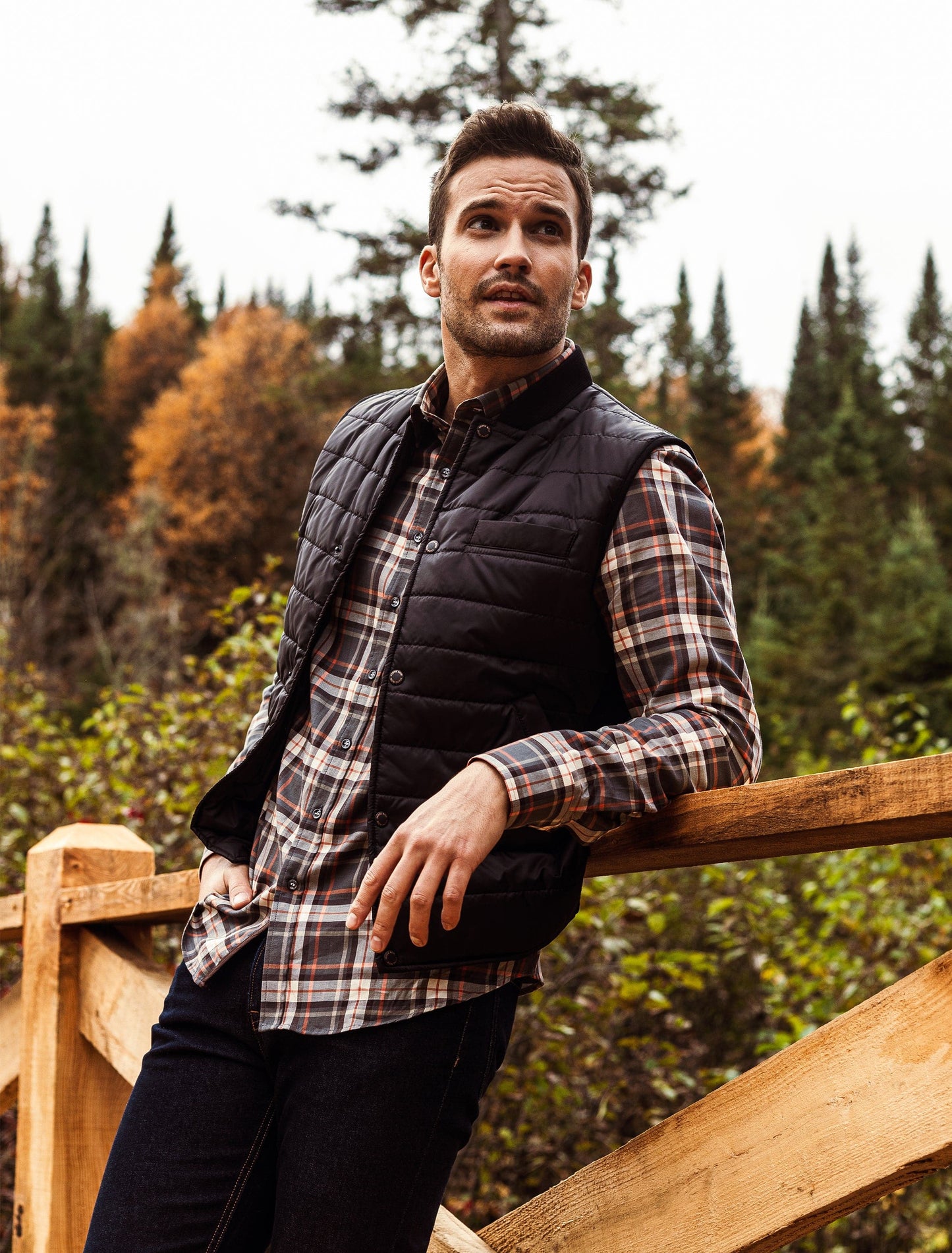 Charcoal Lyocell Plaid Long Sleeve Shirt