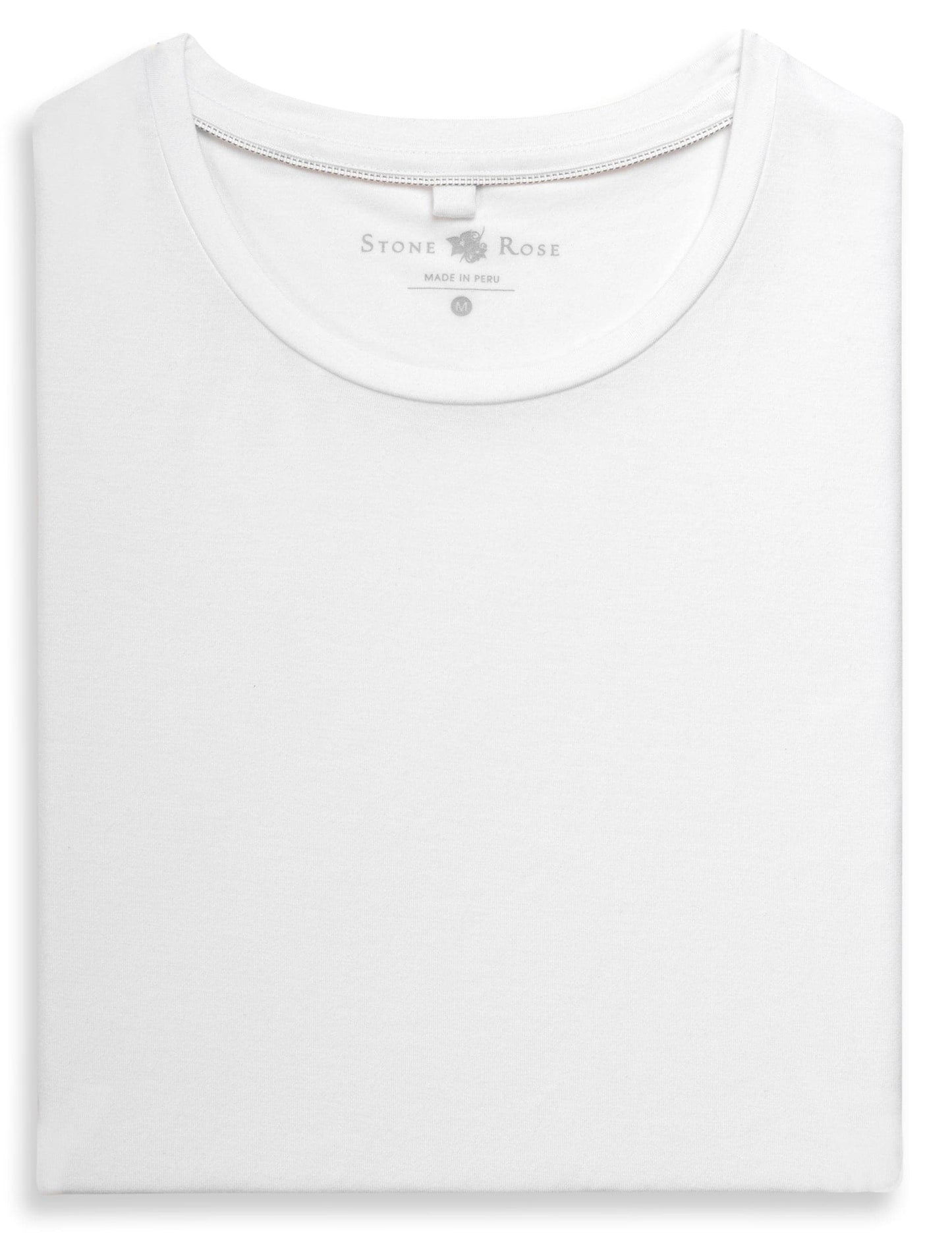 White Crew Neck Modal T-Shirt-Stone Rose