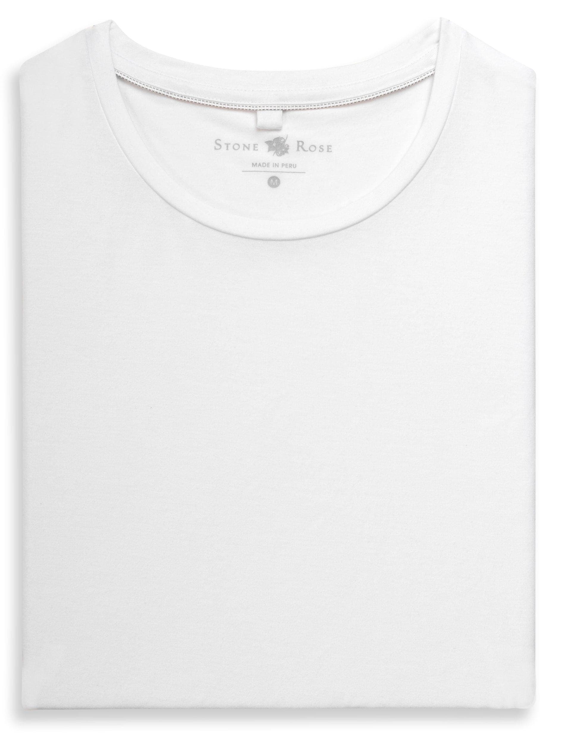 White Crew Neck Modal T-Shirt-Stone Rose