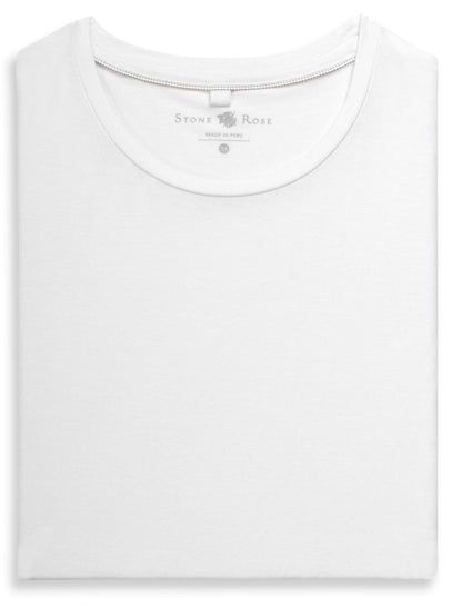 White Crew Neck Modal T-Shirt-Stone Rose