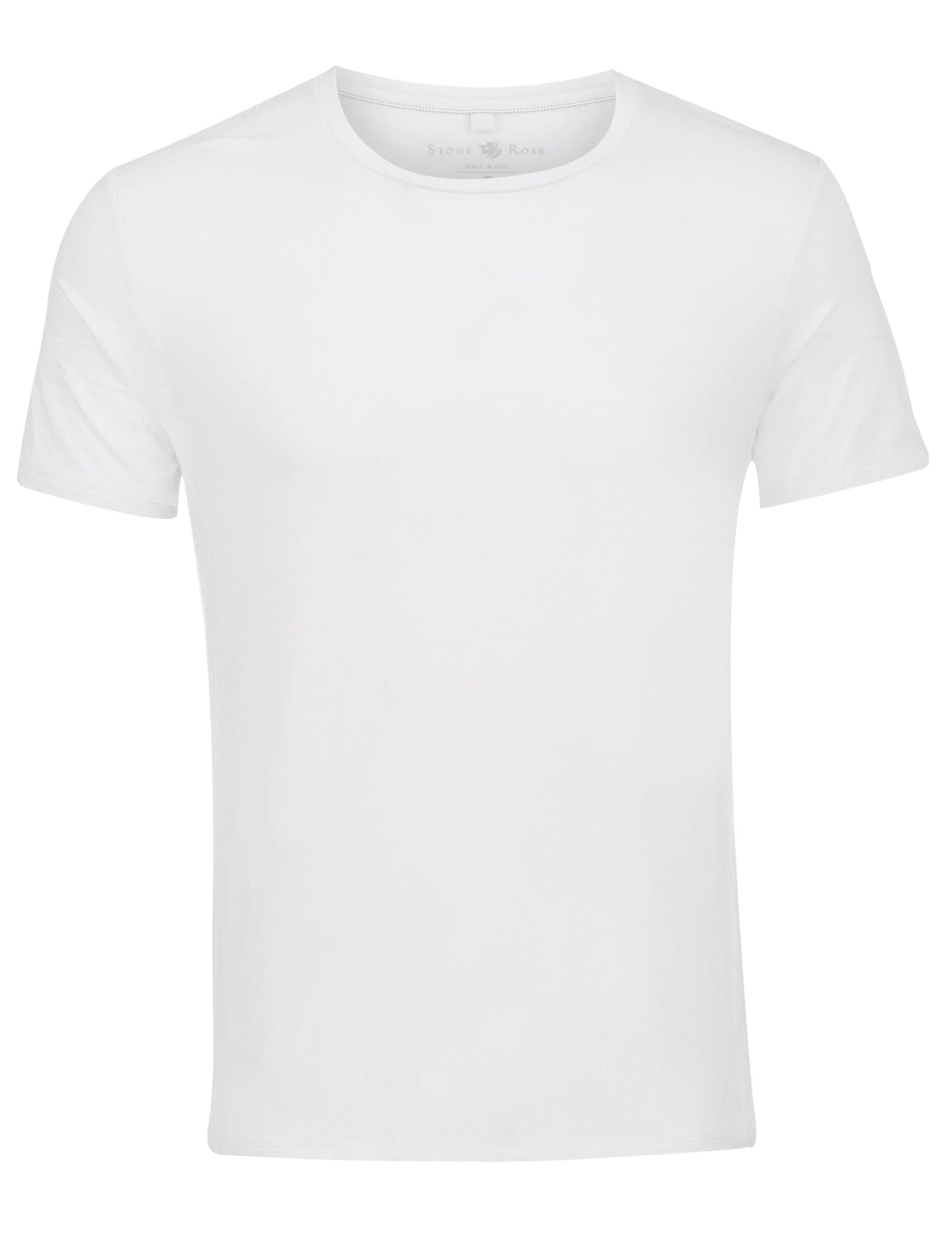 White Crew Neck Modal T-Shirt-Stone Rose