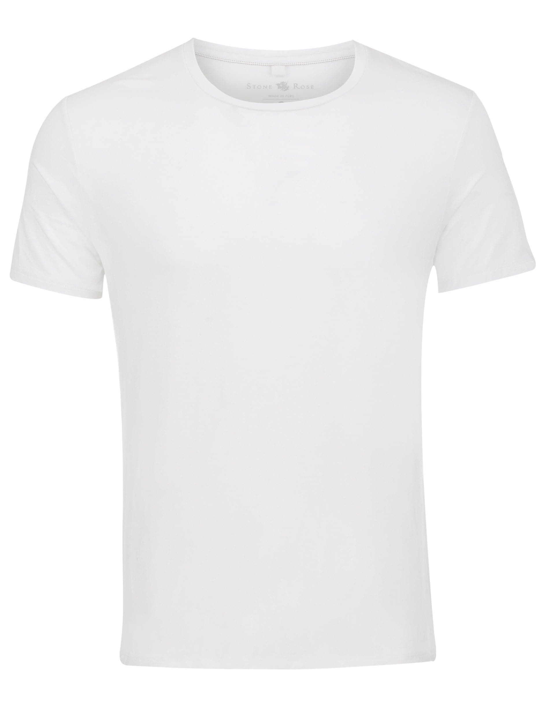 White Crew Neck Modal T-Shirt-Stone Rose