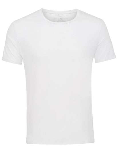 White Crew Neck Modal T-Shirt-Stone Rose