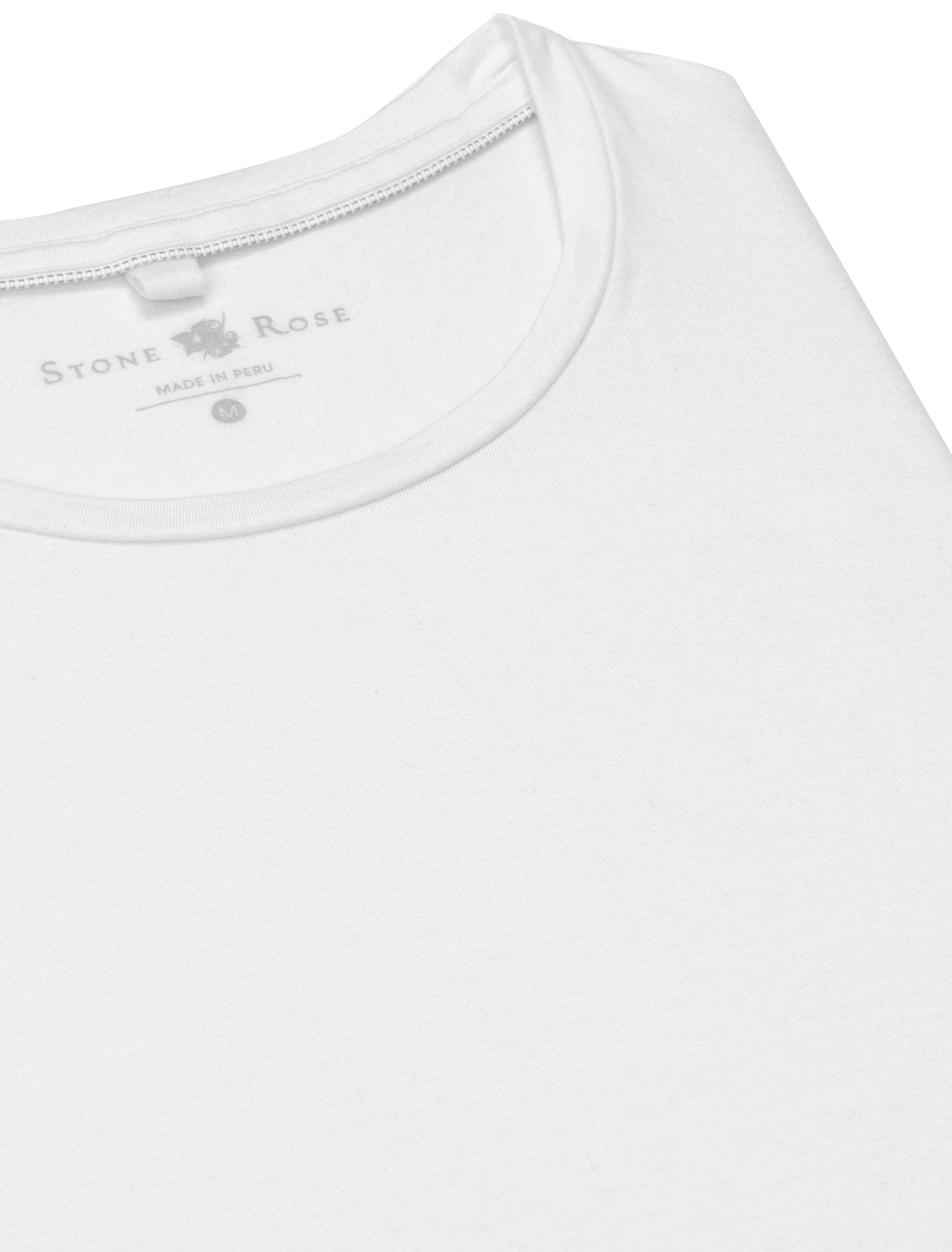 White Crew Neck Modal T-Shirt-Stone Rose