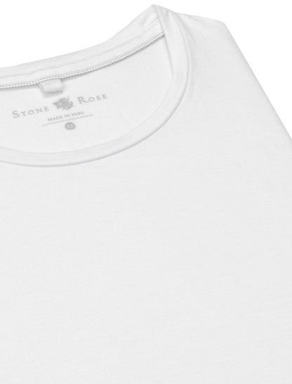 White Crew Neck Modal T-Shirt-Stone Rose