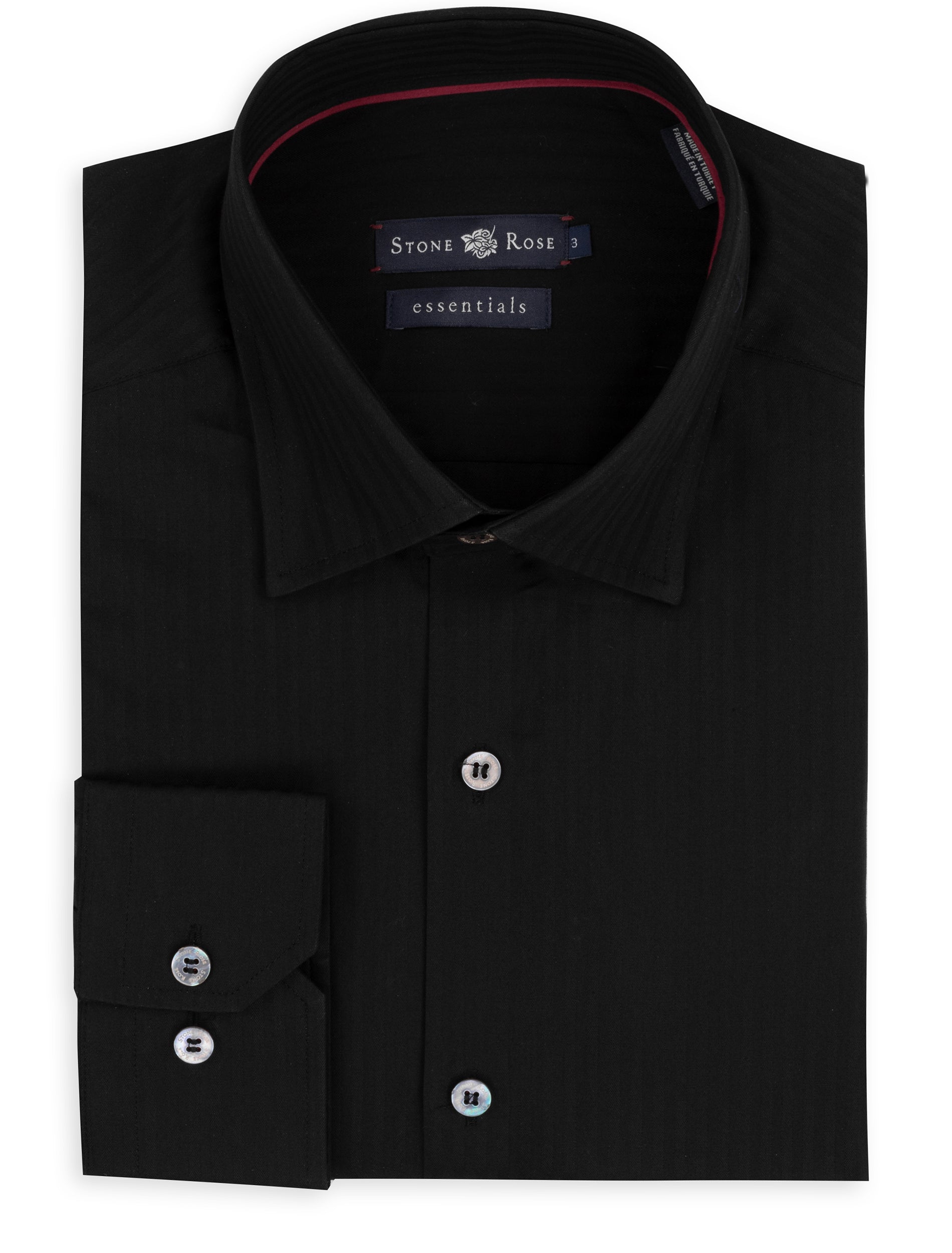 Tonal Stripe Button up Shirt in Black-Stone Rose
