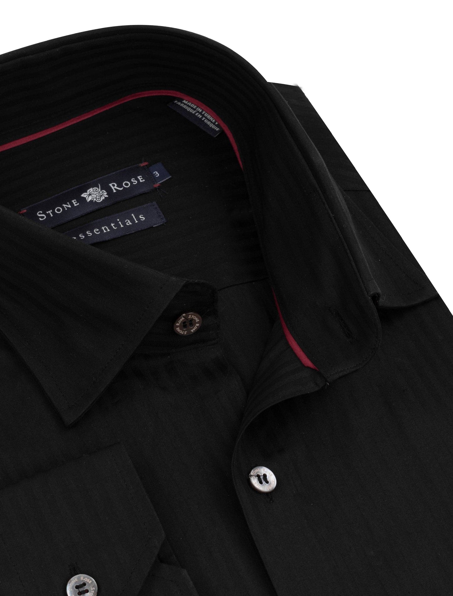 Tonal Stripe Button up Shirt in Black-Stone Rose