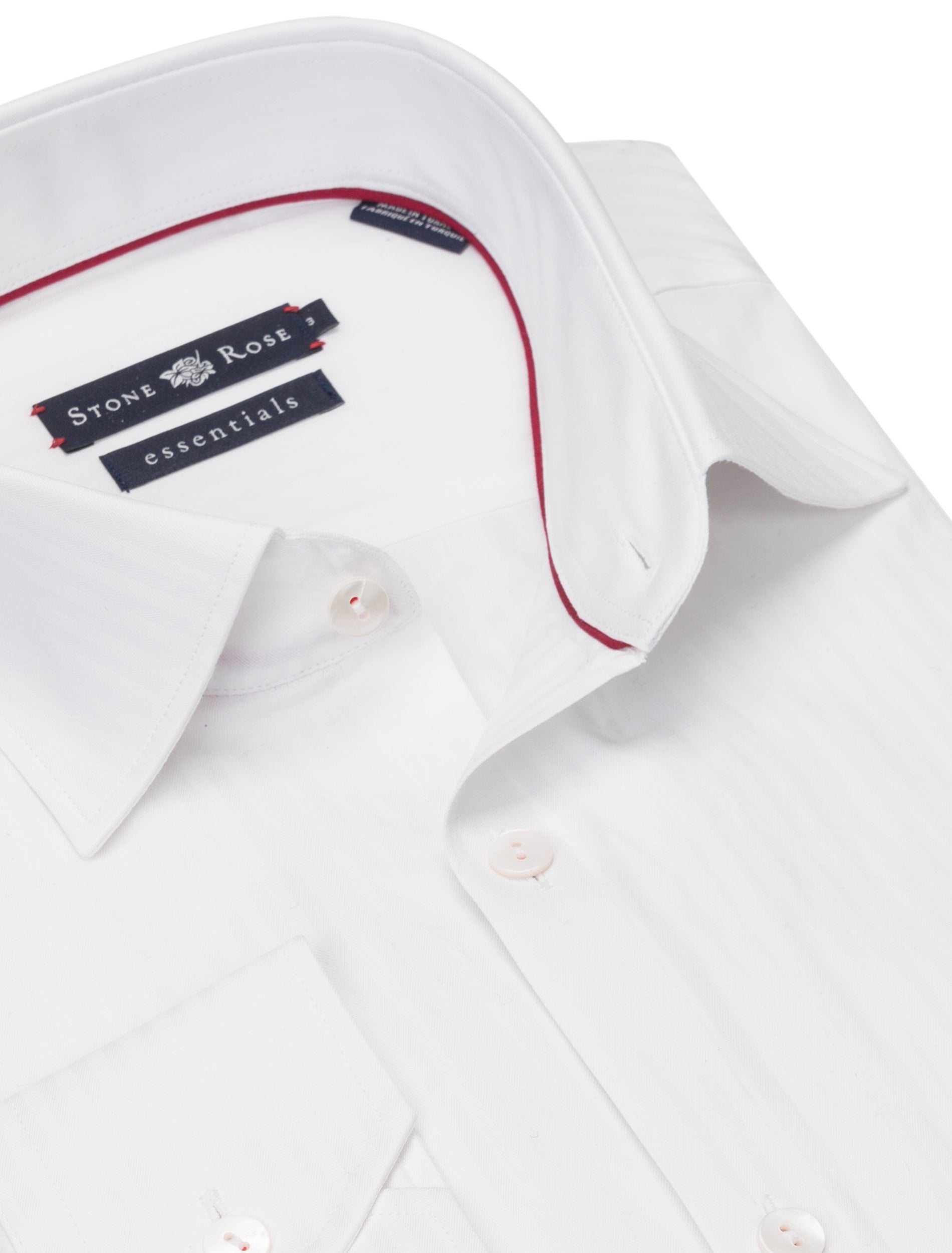 Tonal Stripe Button up Shirt in White-Stone Rose