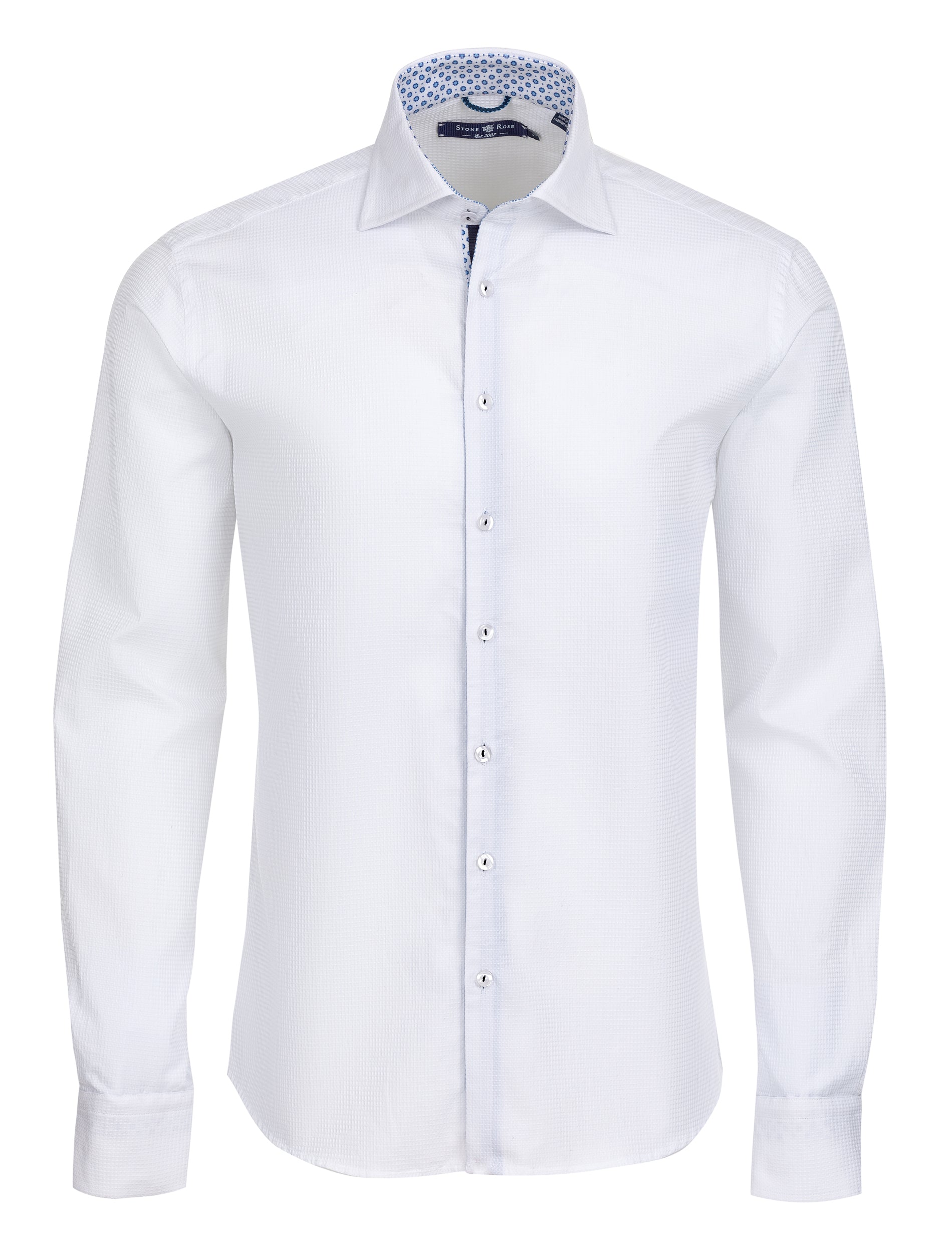 White Waffle Texture Long Sleeve Shirt-Stone Rose