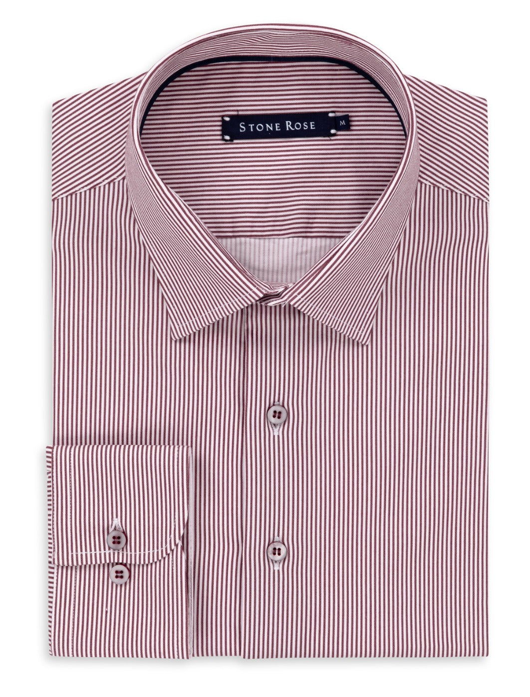 Burgundy Dry Touch Sateen Stripe Long Sleeve Shirt
