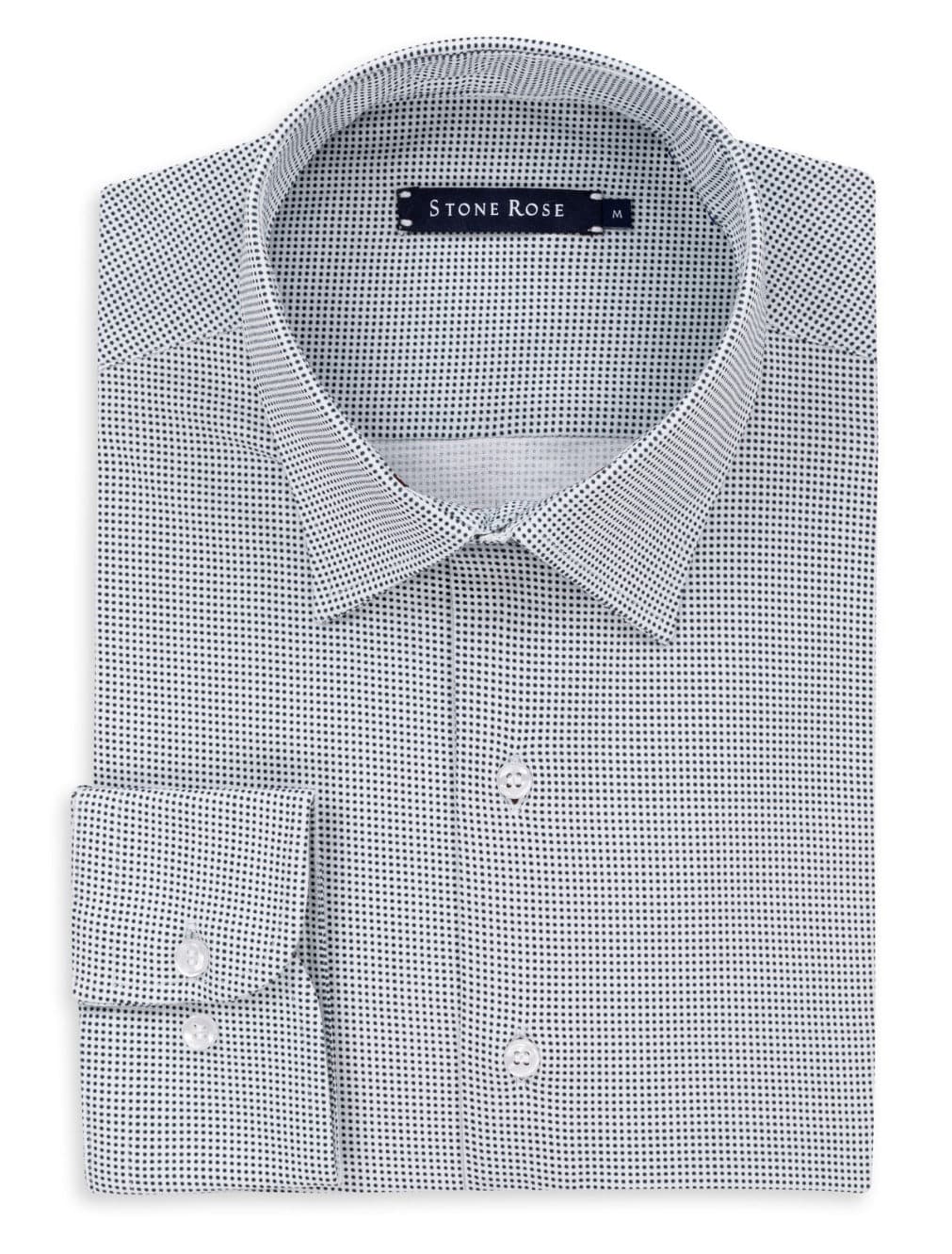 White Dry Touch Micro Dot Print Long Sleeve Shirt