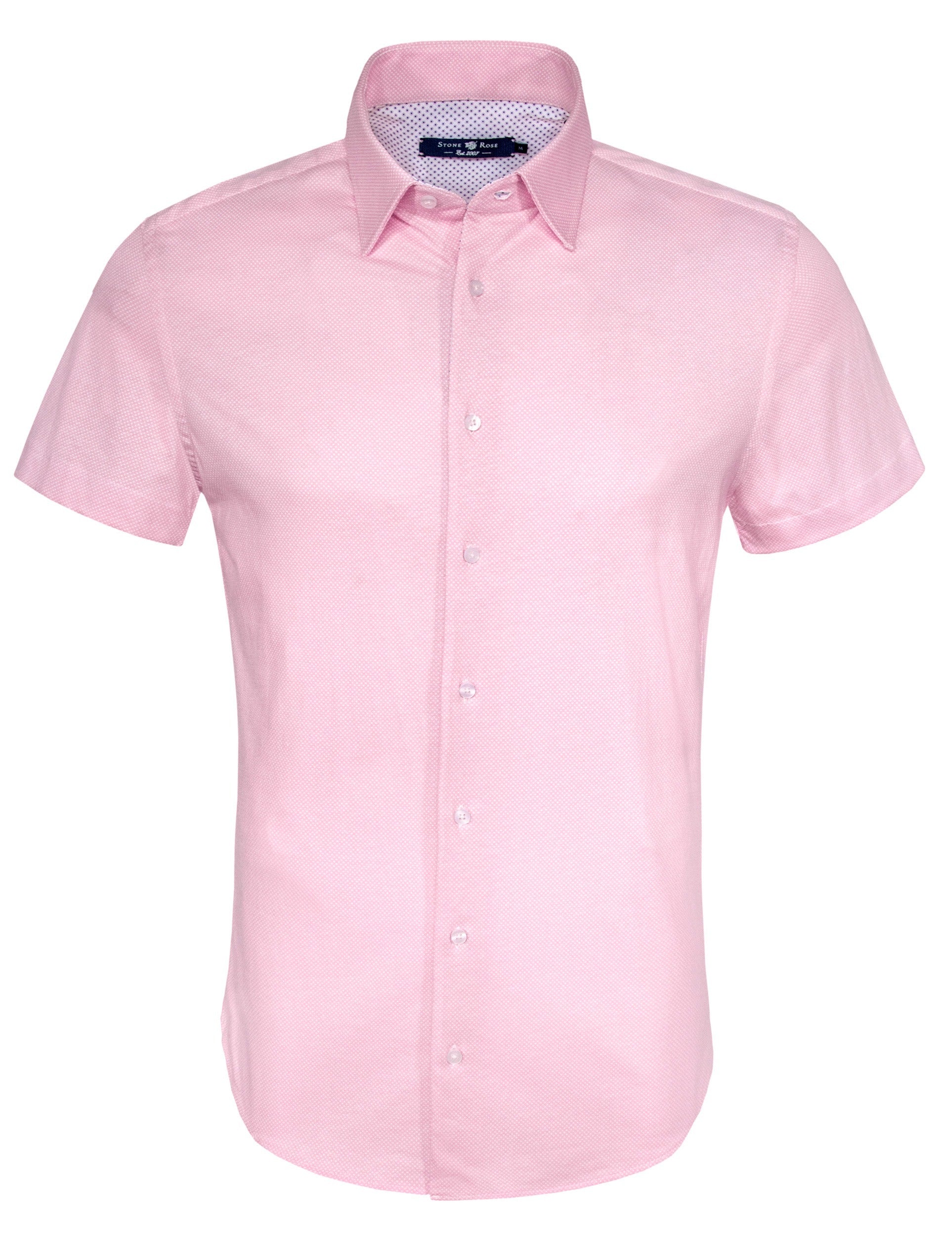 Pink Micro Dot Knit Short Sleeve Shirt