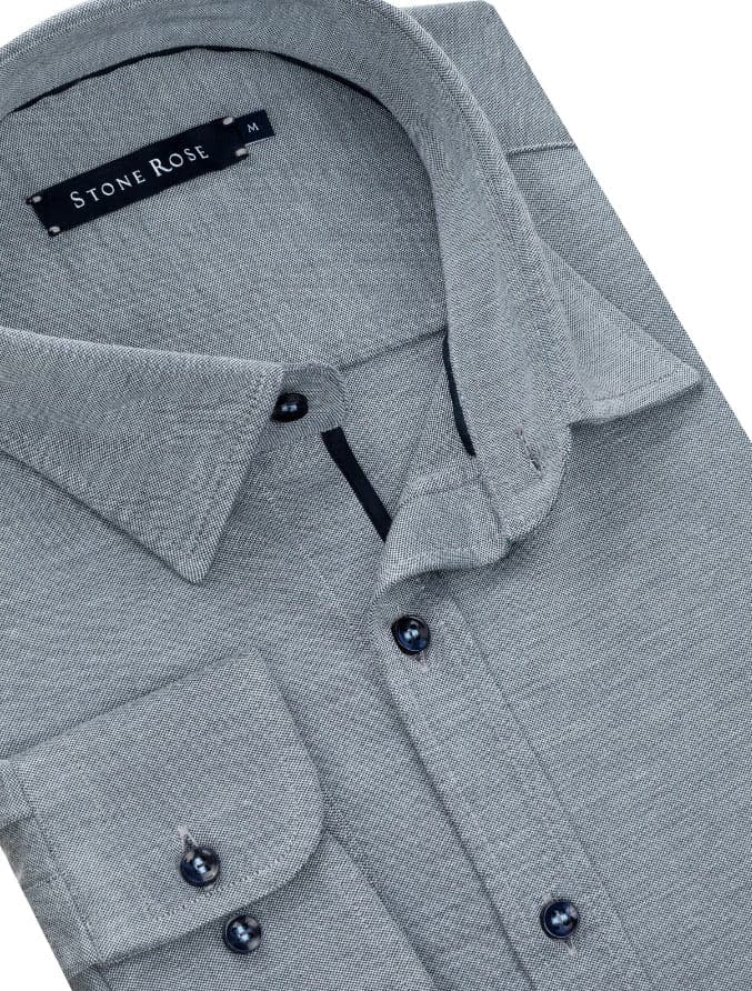 Blue Modal Knit Long Sleeve Shirt
