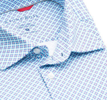 Light Blue Circular Geometric Print Short Sleeve Shirt