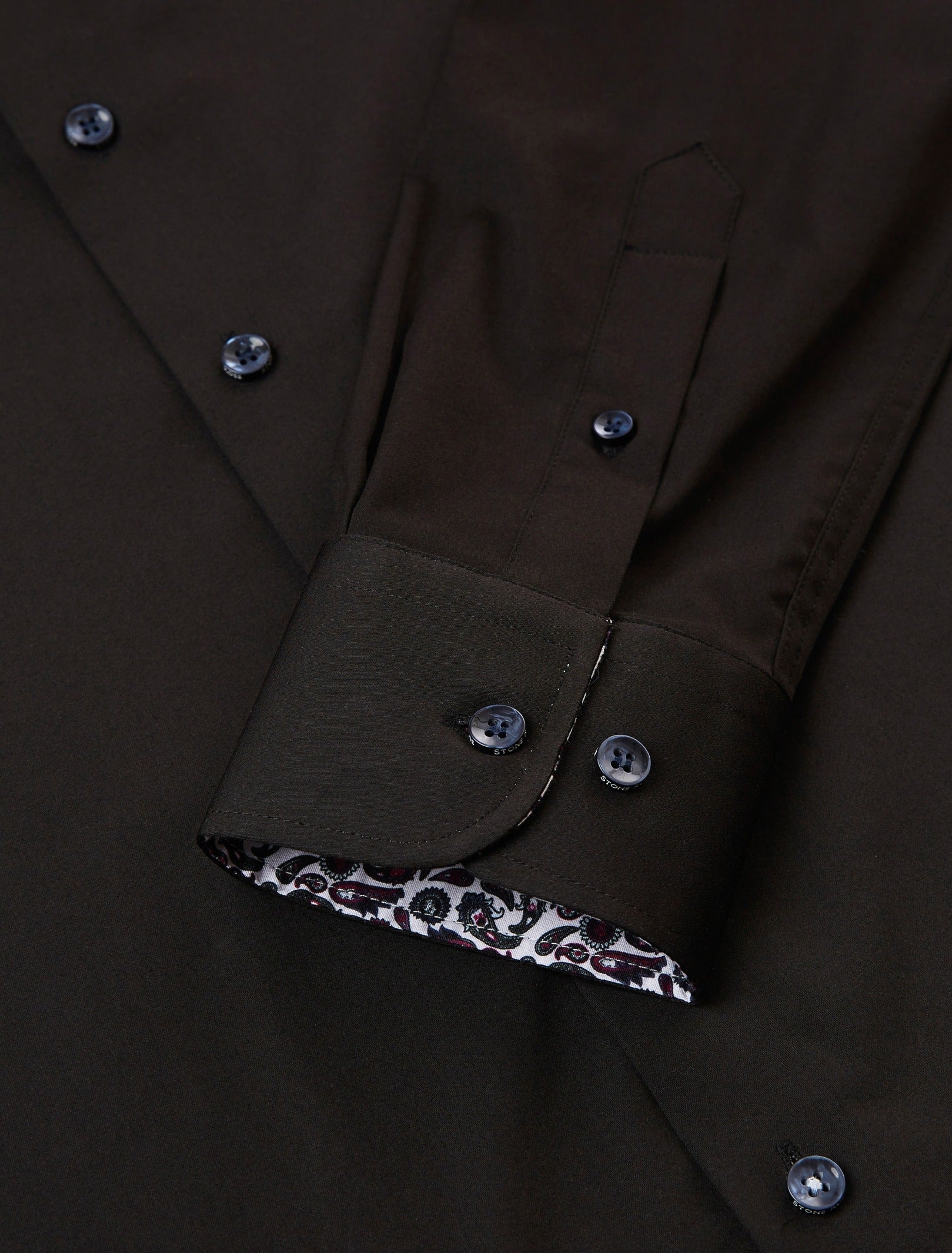 Black Solid Drytouch Sateen Long Sleeve Shirt