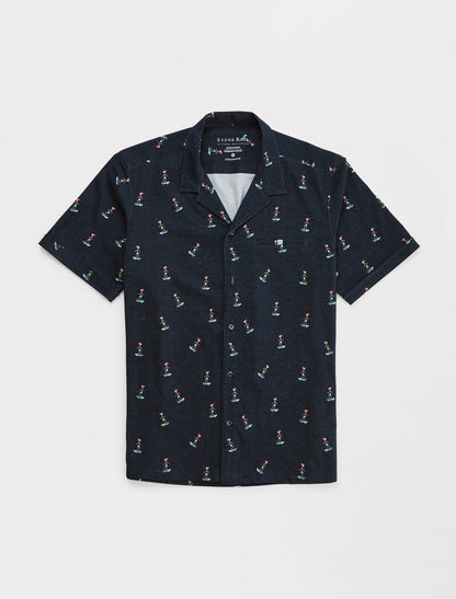 Navy Hula Girl T-Series DryTouch Resort Collar Shirt