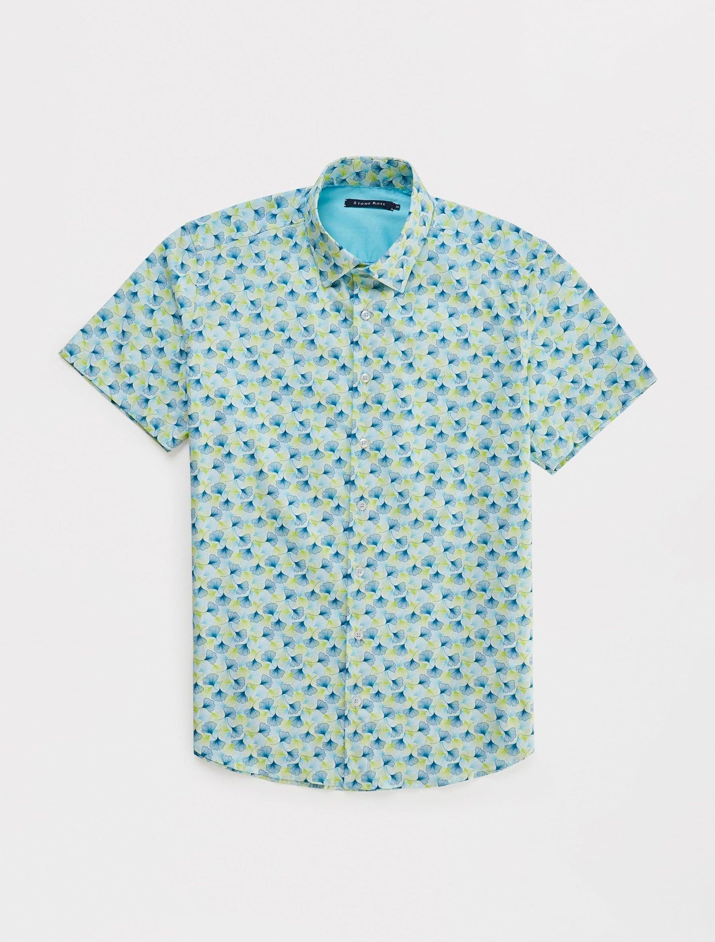 Lime Green Leaf Print Poplin Shirt