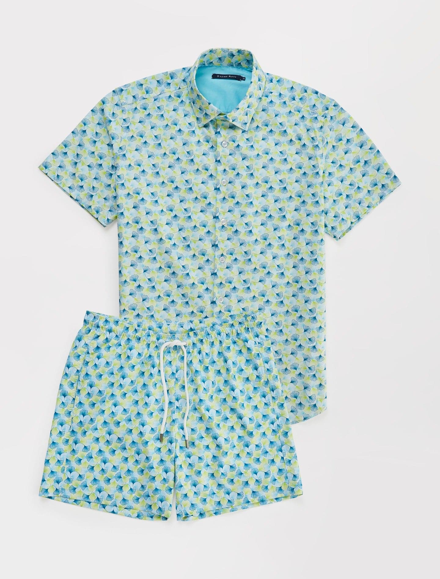 Lime Green Leaf Print Poplin Shirt