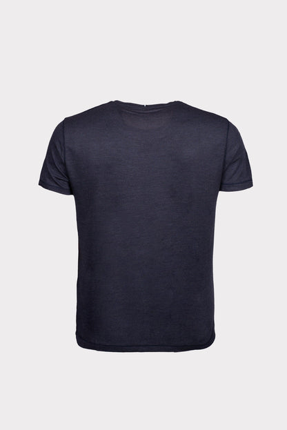 Navy  T-Series Melange Knit T-Shirt