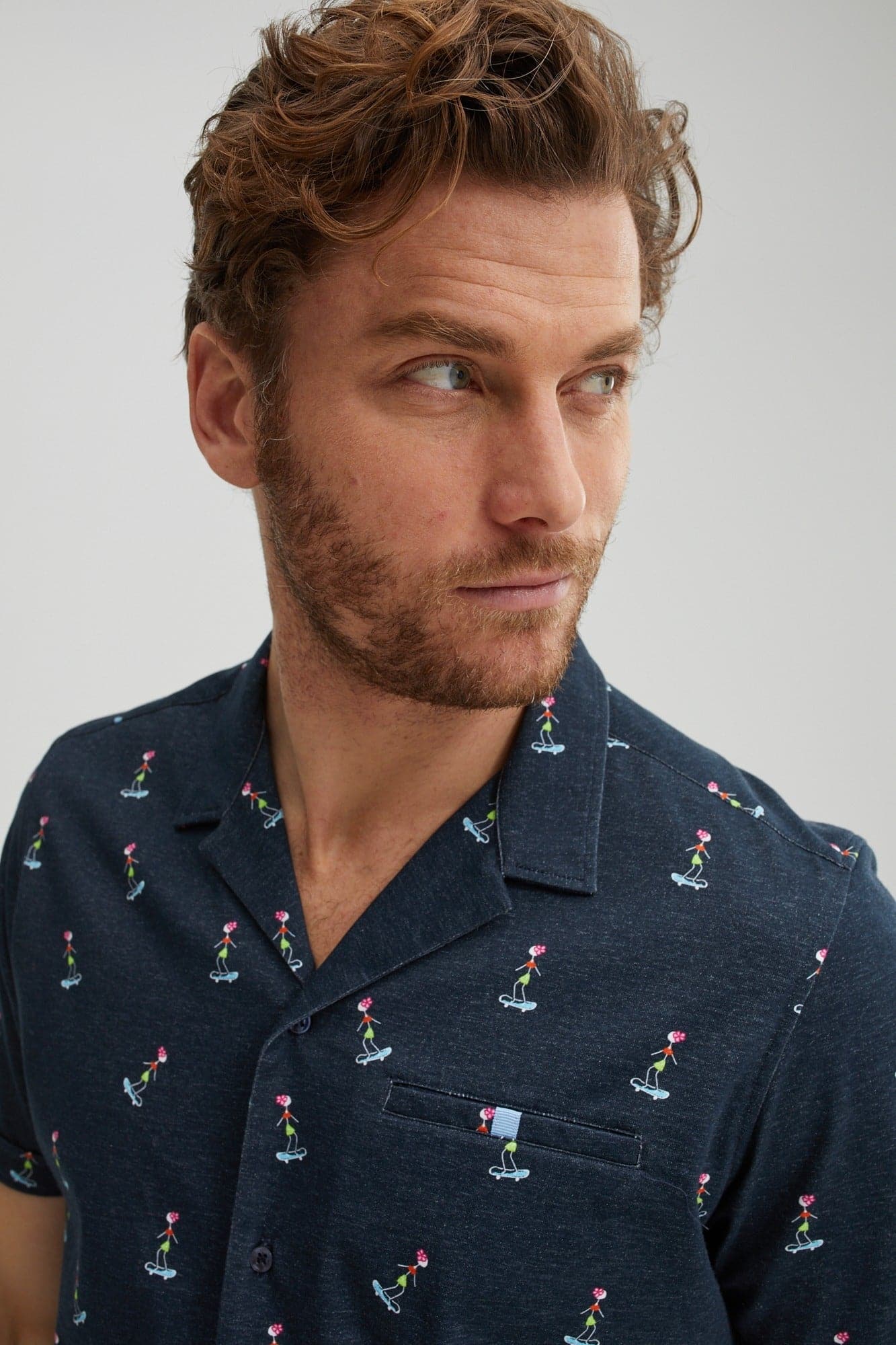 Navy Hula Girl T-Series DryTouch Resort Collar Shirt