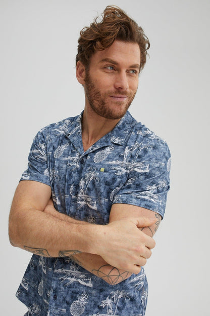 Navy Pineapple T-Series DryTouch Resort Collar Shirt