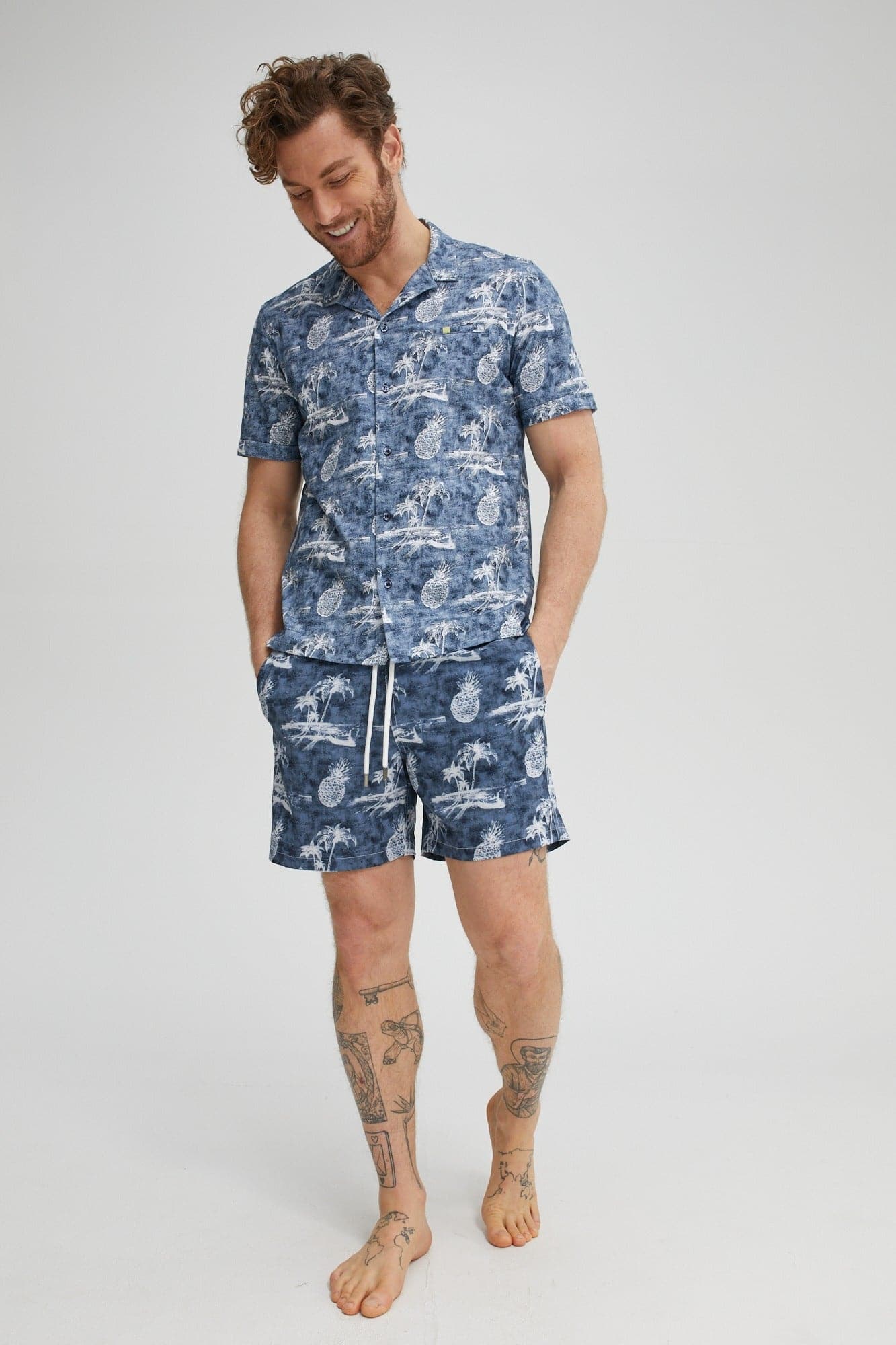 Navy Pineapple T-Series DryTouch Resort Collar Shirt