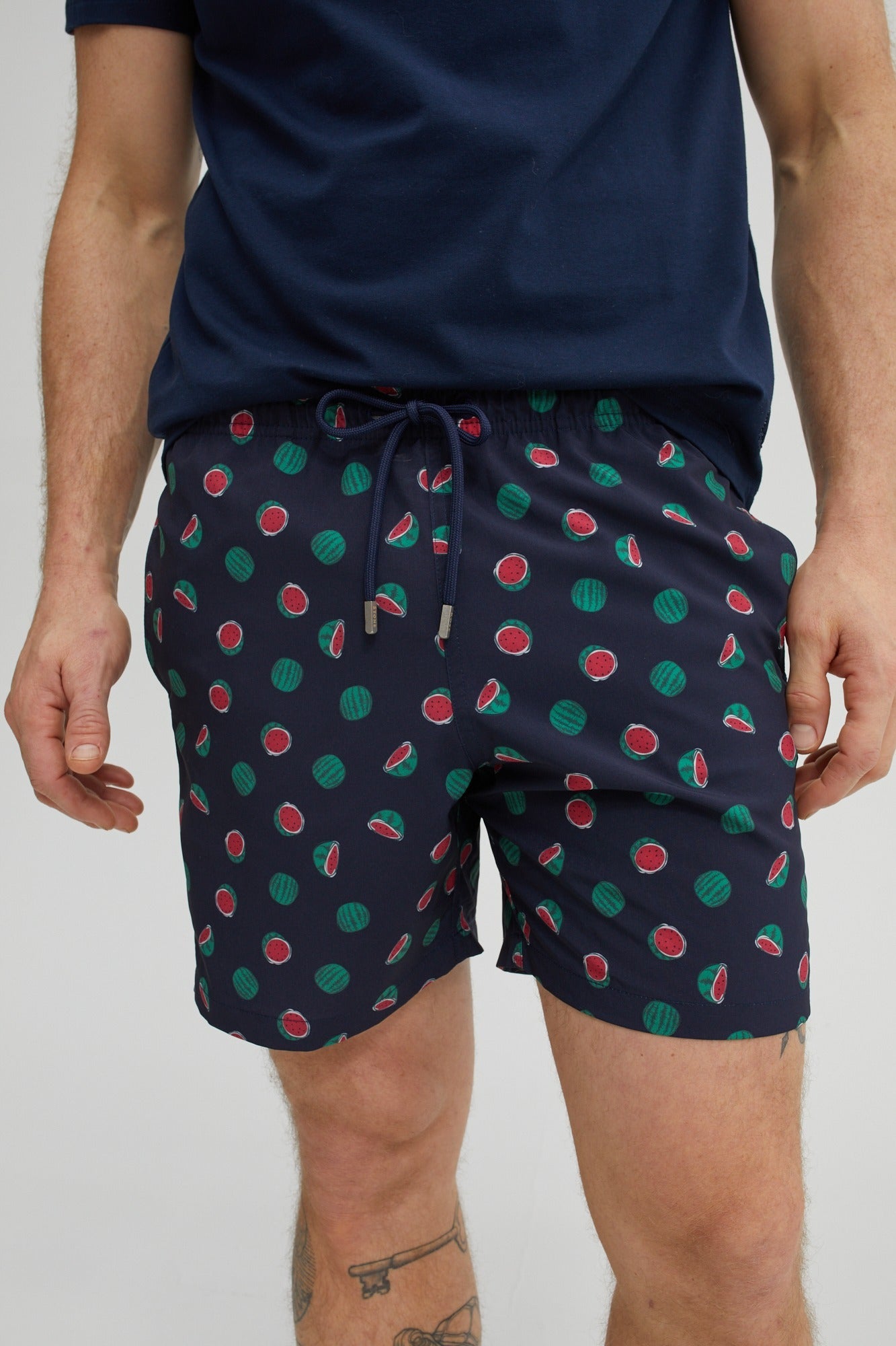 Navy Watermelon Print Swim Shorts