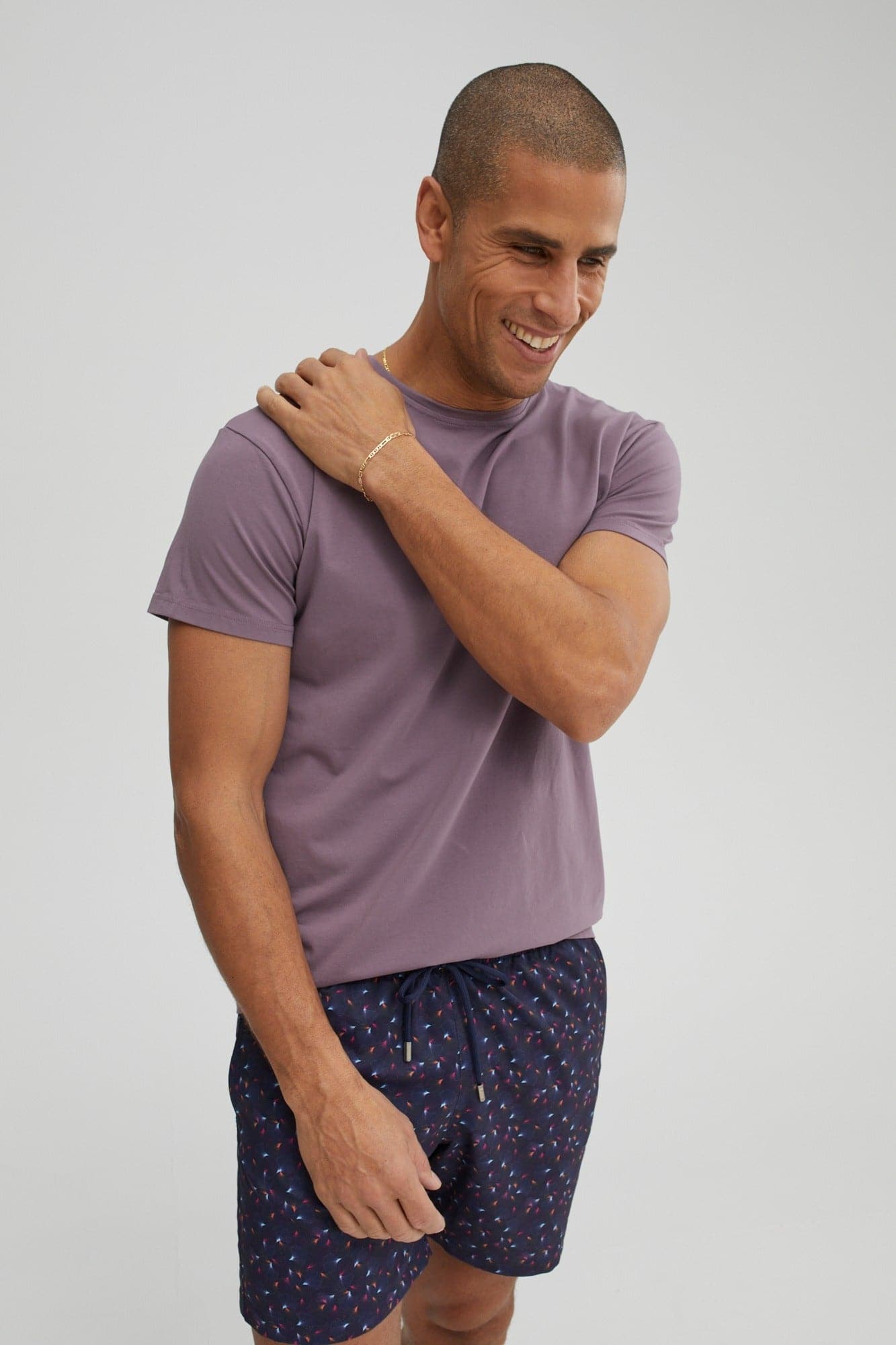 Navy Leaf Print Swim Shorts