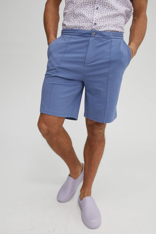 Blue Fleece Knit Shorts