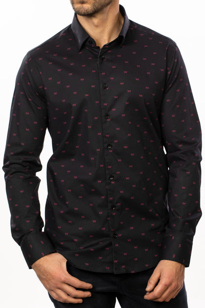 Black Tiger Print Woven Shirt