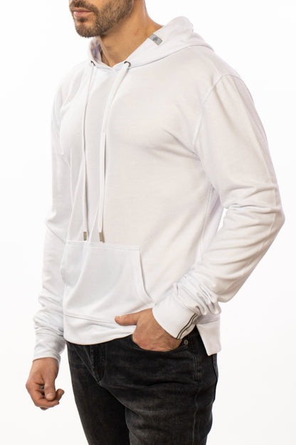 White T-Series Fleece Knit Hoodie