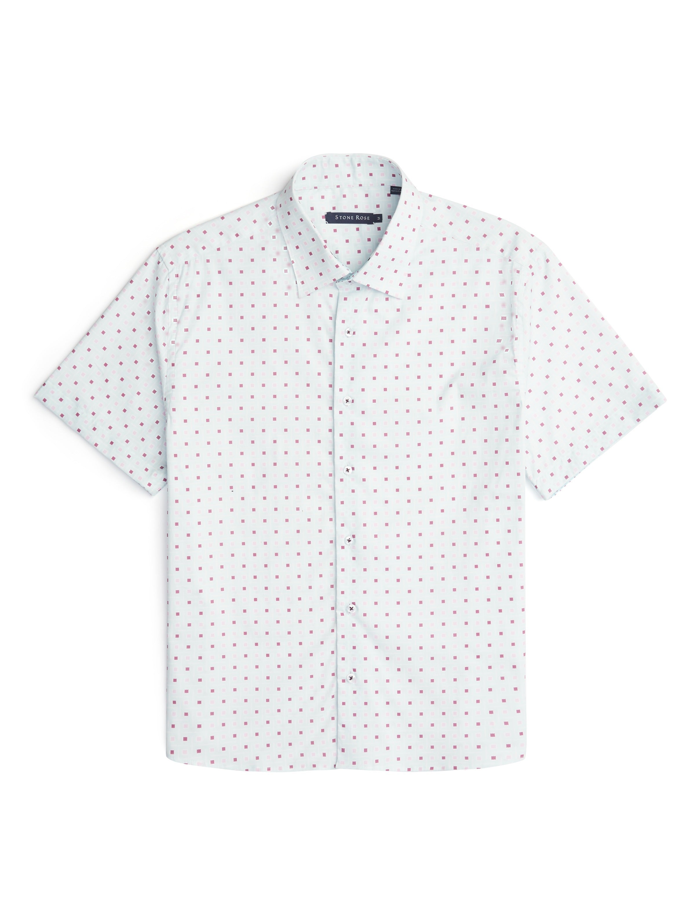 Light Blue Geometric Square Short Sleeve Shirt