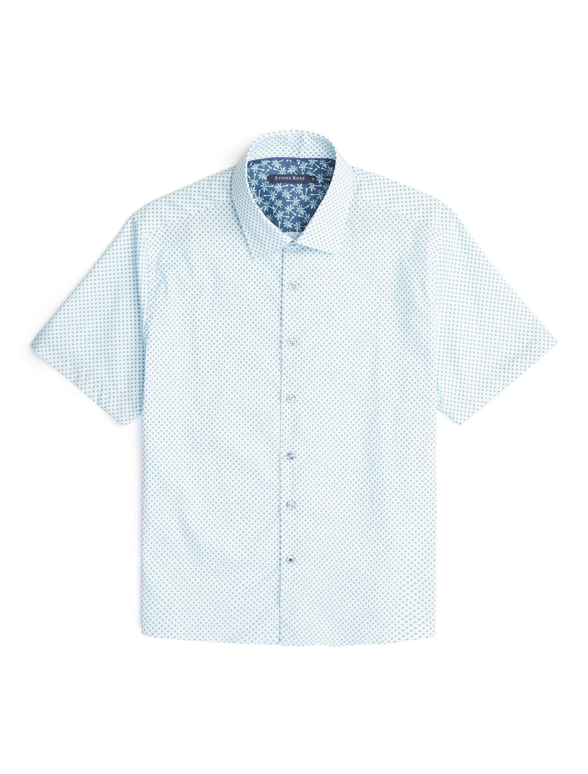 Light Blue Dot Short Sleeve Print Shirt