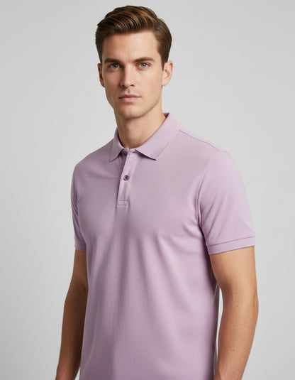 Lavender Solid Short Sleeve Polo