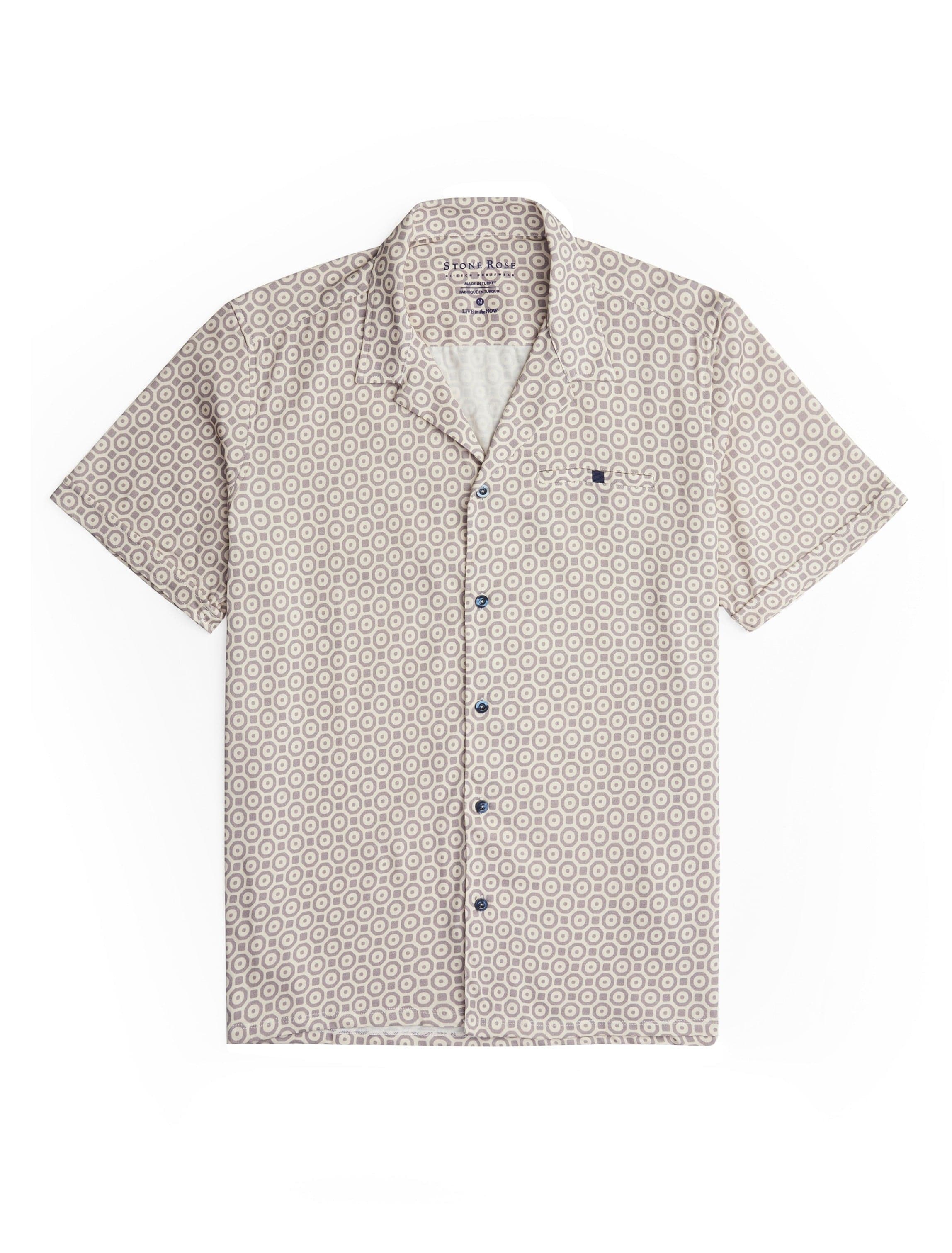 Grey Retro Short Sleeve Print Shirt