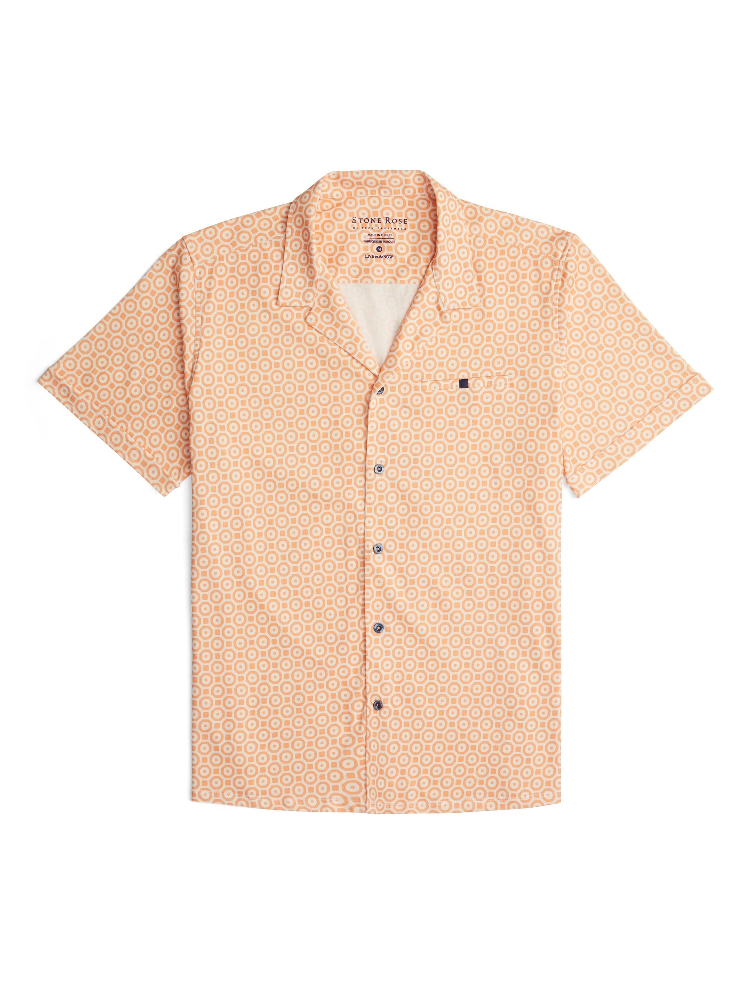 Orange Retro Short Sleeve Print Shirt