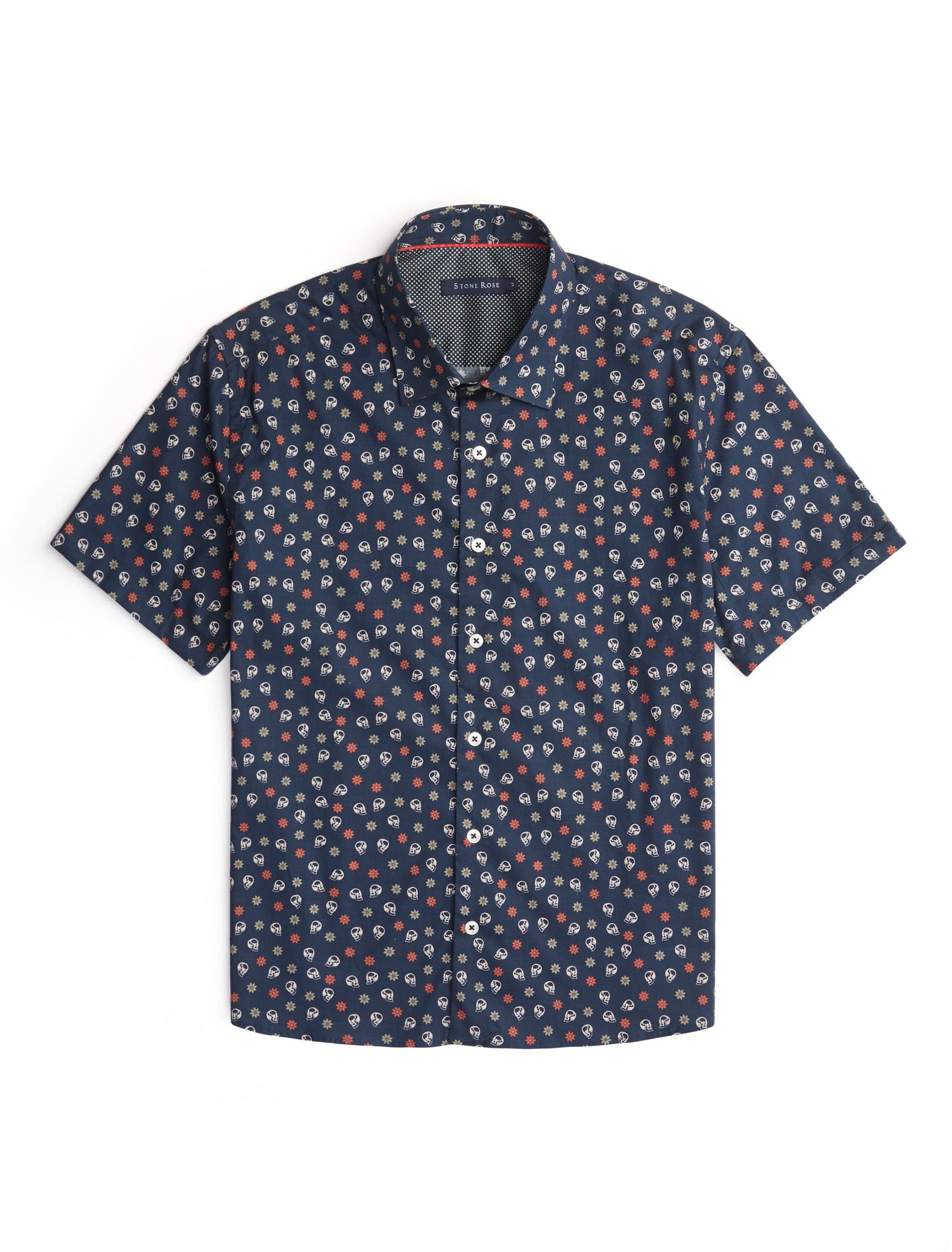 Navy Skull Short Sleeve Print Shirt